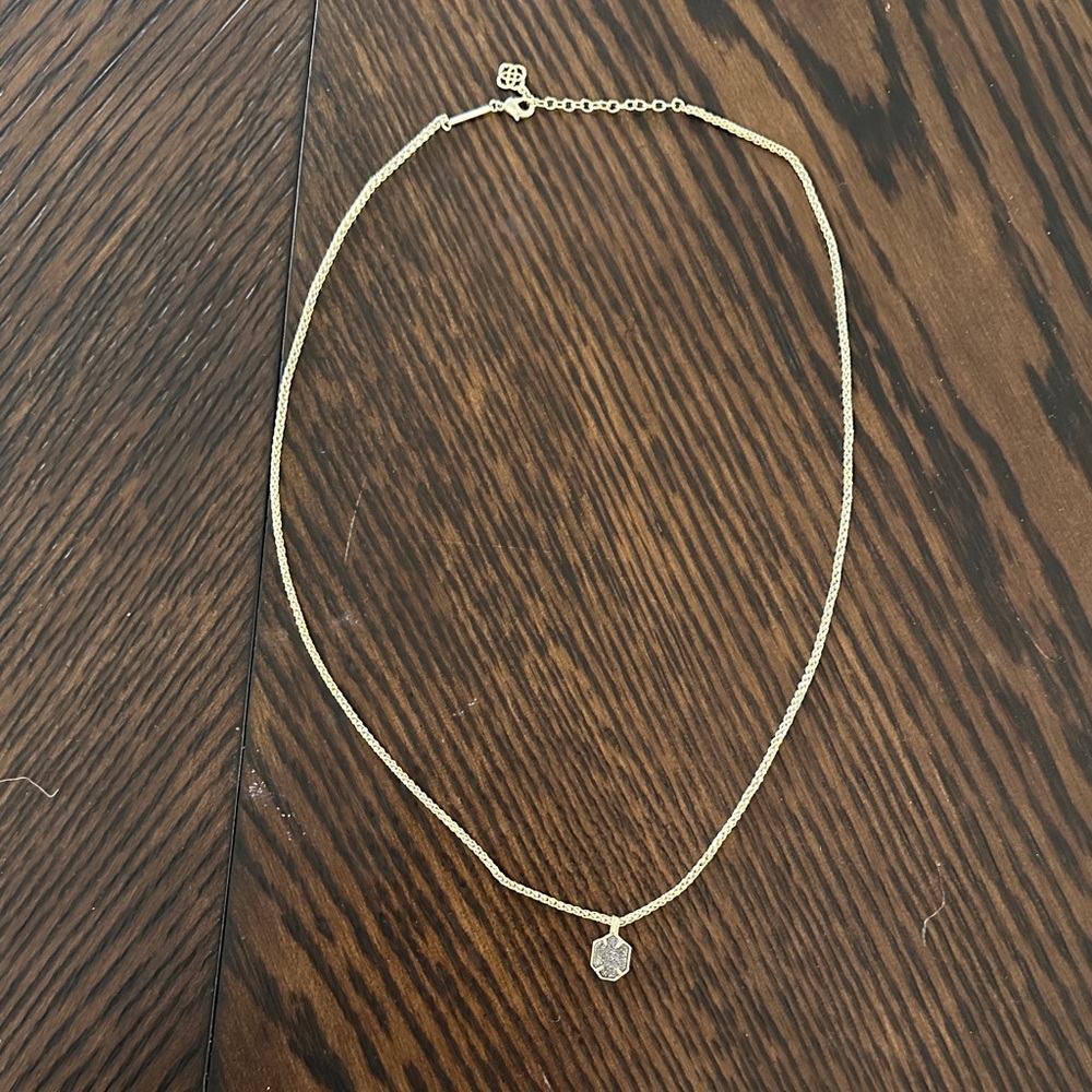 Kendra Scott Gold Necklace with Hexagon Pendant